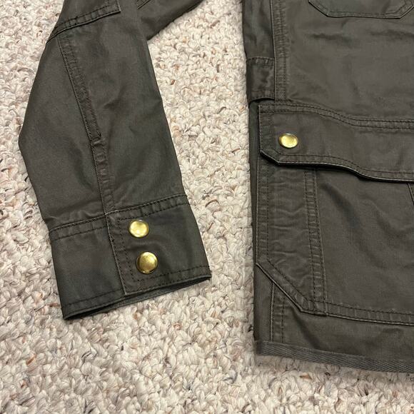 J Crew Downtown Field Jacket Sz XXS 100% Cotton Utility Preppy Y2K Green - Picture 6 of 8